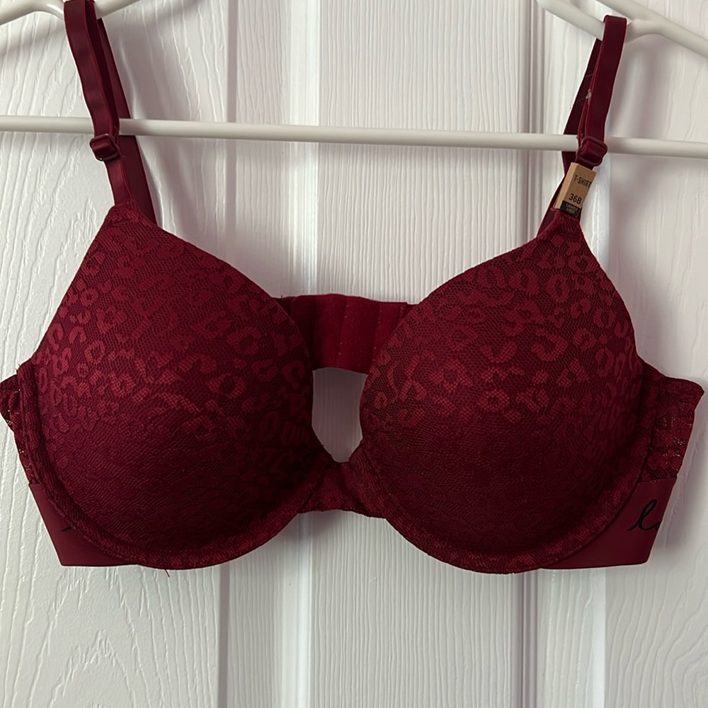 Very sexy burgundy t-shirt bra